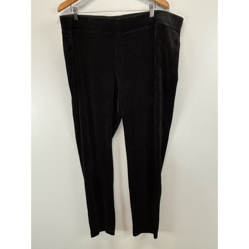 NEW! Talbots Velour Casual Pants Women's 3X Plus Black Stretch Pull On